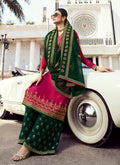 Pink And Green Embroidered Palazzo Suit
