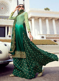 Green Shaded Embroidered Lehenga Style Suit