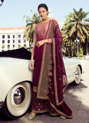 Indian Clothes - Magenta Shaded Embroidered Palazzo Suit