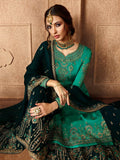 Navy Blue And Turquoise Pakistani Gharara Suit 
