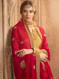 Yellow And Red Pakistani Gharara Suit
