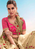 Indian Clothes - Golden And Pink Embroidered Saree