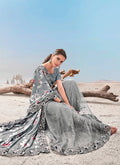 Indian Saree - Grey Floral Embroidered Saree In usa uk canada