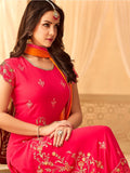 Pink Orange In Combination Embroidered Palazzo Suit