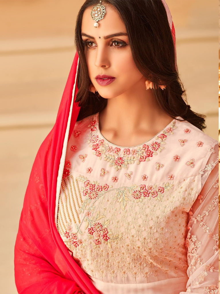 Pink In Combination Designer Palazzo Suit 