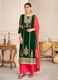 Green and Red Pakistani Palazzo Suit