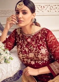Indian Clothes - Red and Golden Pakistani Palazzo Suit