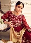 Indian Suits - Red Pakistani Palazzo Suit In usa