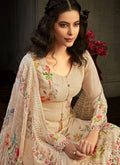Indian Clothes - Pale Yellow Multi Embroidered Palazzo Suit