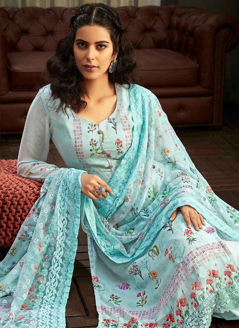 Indian Suits - Sky Blue Palazzo Suit In usa uk canada