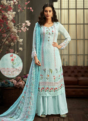 Sky Blue Multi Embroidered Palazzo Suit