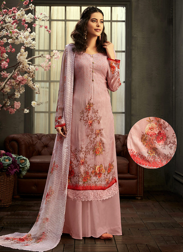 Light Purple Multi Embroidered Palazzo Suit