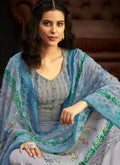 Indian Clothes - Light Blue Multi Embroidered Palazzo Suit