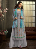 Light Blue Multi Embroidered Palazzo Suit