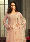 Indian Clothes - Baby Pink Multi Embroidered Palazzo Suit
