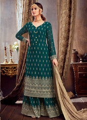 Green Golden Sharara Suit 