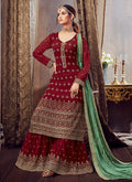 Indian Suits - Bridal Red Golden Sharara Suit In  usa uk canada