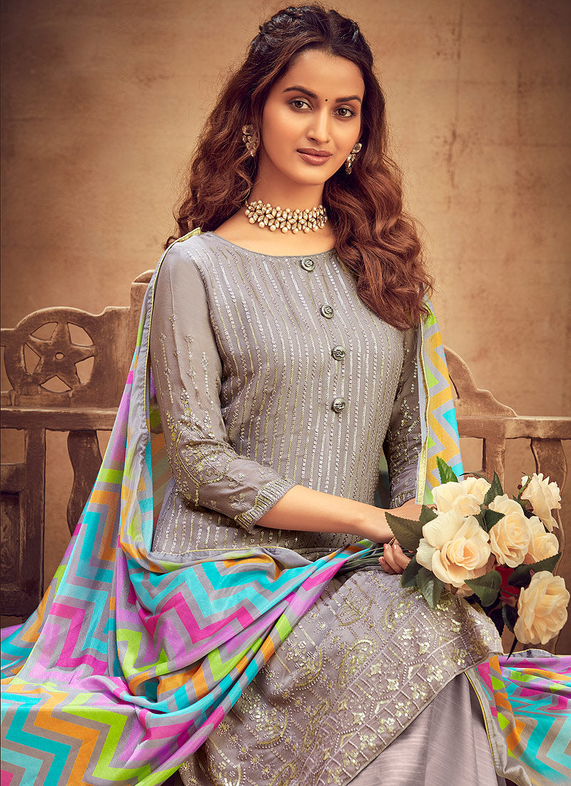 Grey Palazzo Suit In usa