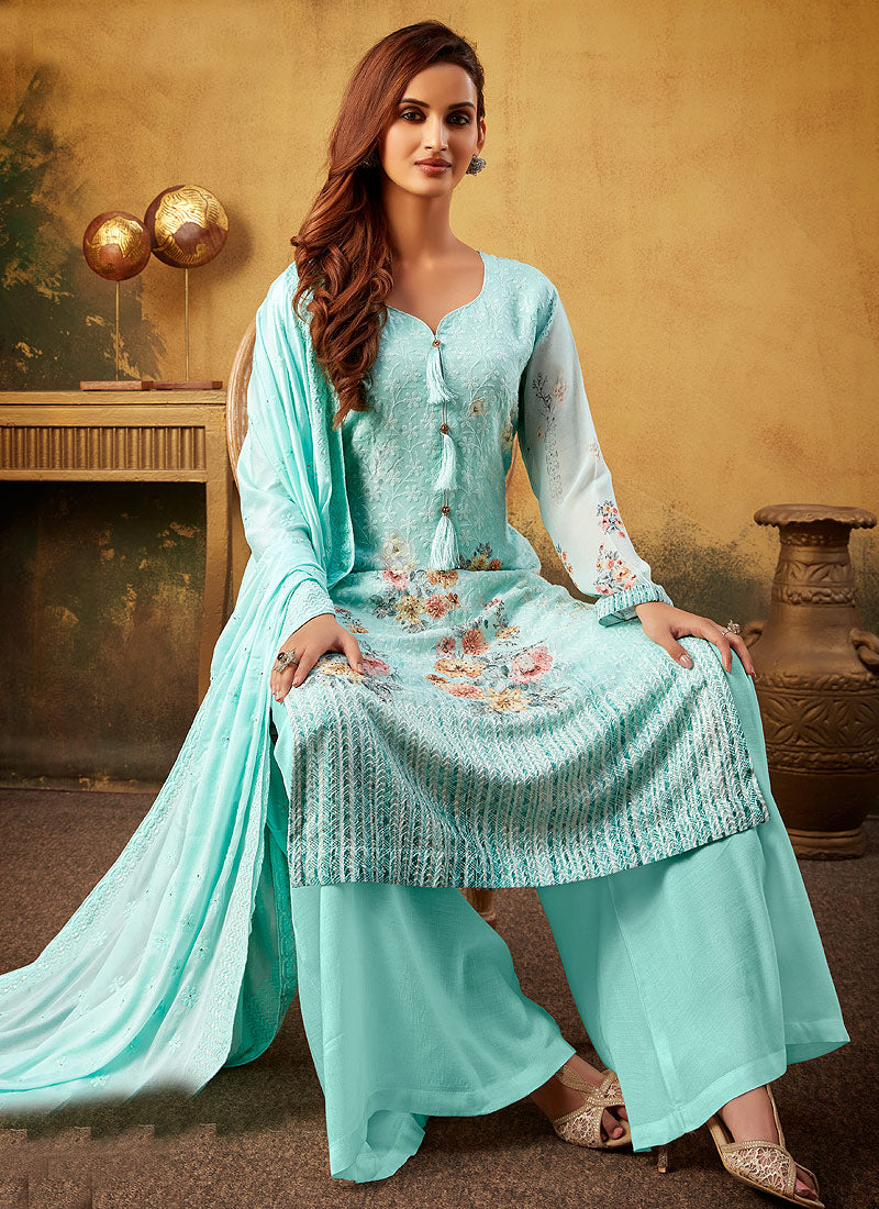 Aqua Blue Palazzo Suit In usa uk canada
