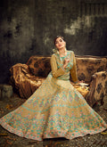 Gold And Teal Anarkali Suit In usa uk canada