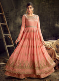 Peach And Gold Anarkali Suit In usa uk canada