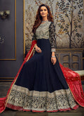 Navy Blue And Red Anarkali Suit In usa uk canada