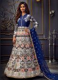 Blue Floral Embroidered Anarkali Suit
