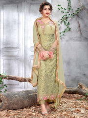 Light Green Multi Designer Pakistani Pant Suit