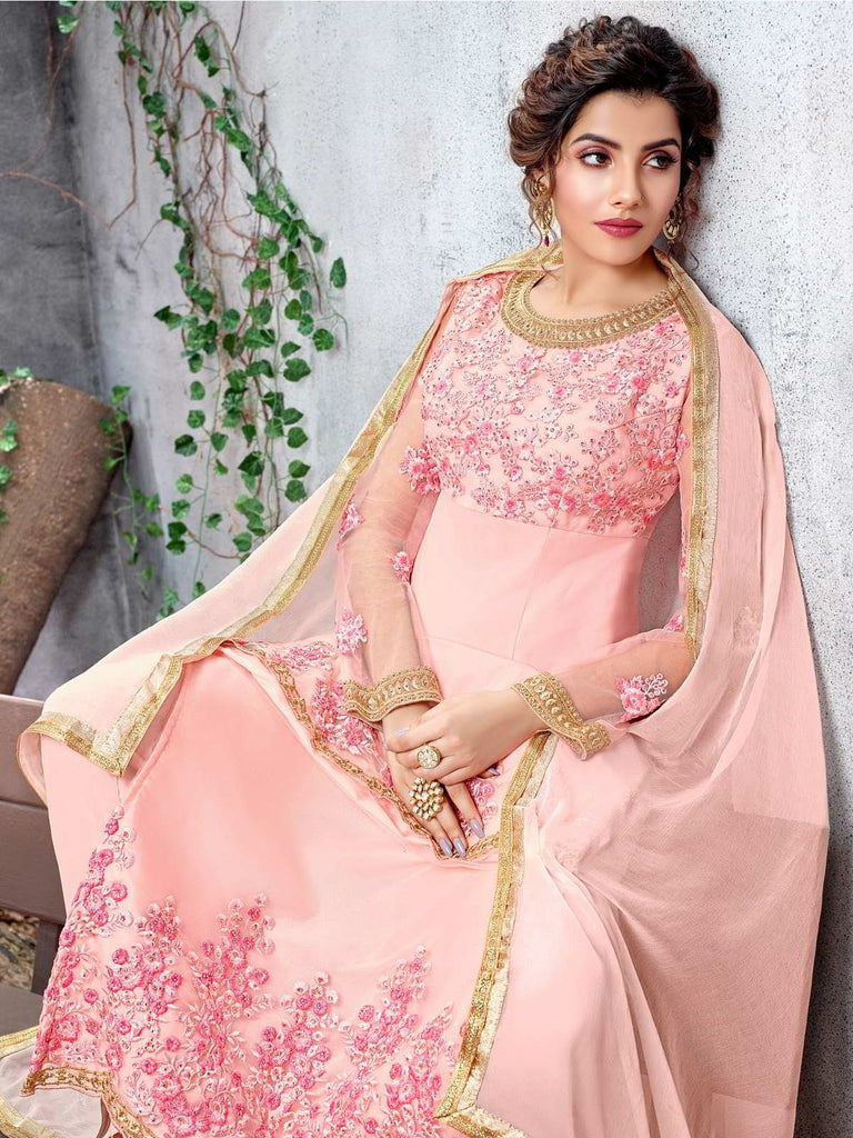 Light Pink Multi Designer Pakistani Pant Suit
