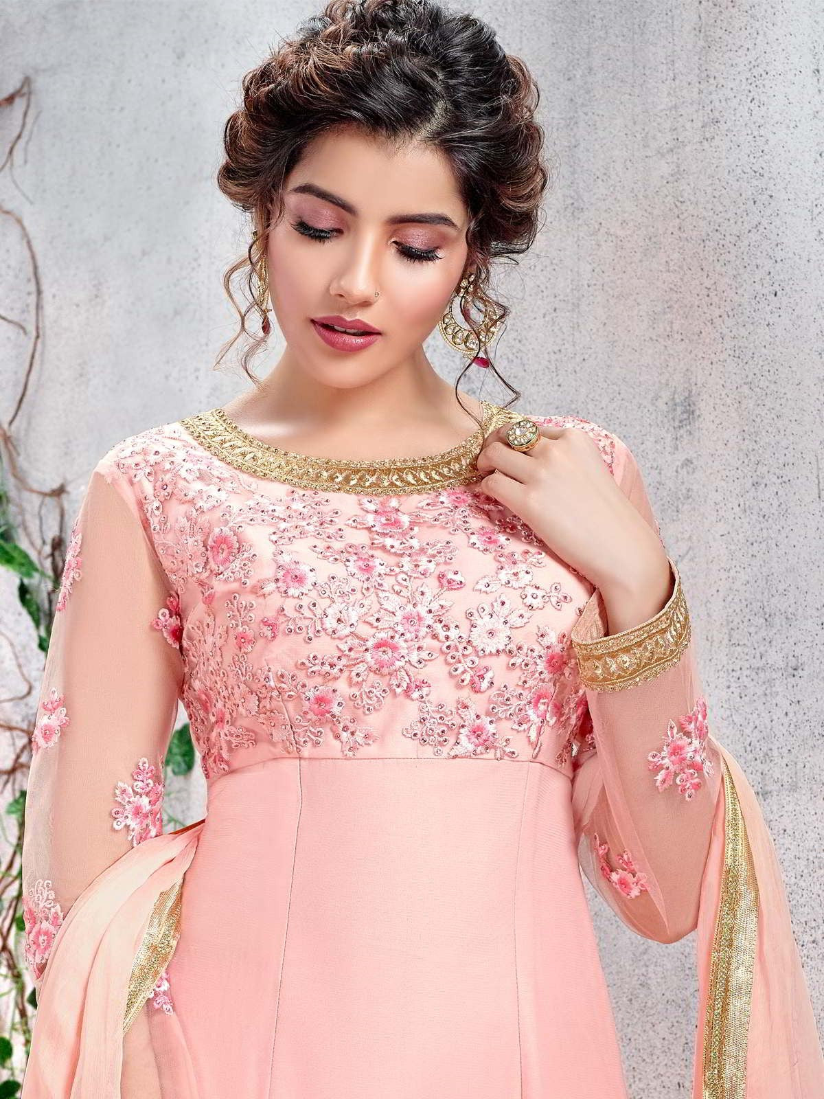 Light Pink Multi Designer Pakistani Pant Suit