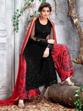Black And Red Designer Pakistani Palazzo Suit