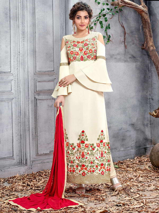 Off White Designer Pakistani Pant Suit