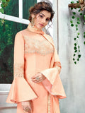 Peach Overall Zari Embroidered Pakistani Palazzo Suit