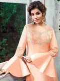 Peach Overall Zari Embroidered Pakistani Palazzo Suit