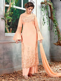 Peach Overall Zari Embroidered Pakistani Palazzo Suit