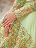 Light Green And Gold Flared Anarkali Suit