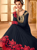 Blue And Red Ethnic Style Flared Anarkali Suit
