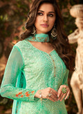 Light Green Multi Embroidered Designer Palazzo Suit