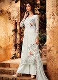 White Overall Multi Embroidered Palazzo Suit