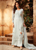 White Overall Multi Embroidered Palazzo Suit