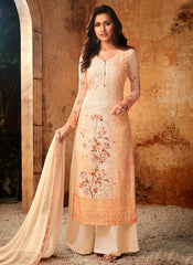 Pale Orange Multi Embroidered Palazzo Suit