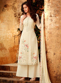Beige Overall Multi Embroidered Designer Palazzo Suit