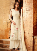 Beige Overall Multi Embroidered Designer Palazzo Suit