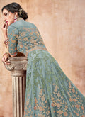 Light Blue Embroidered Flared Anarkali Suit, Salwar Kameez