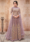 Indian Clothes - Light Purple Embroidered Flared Anarkali Suit