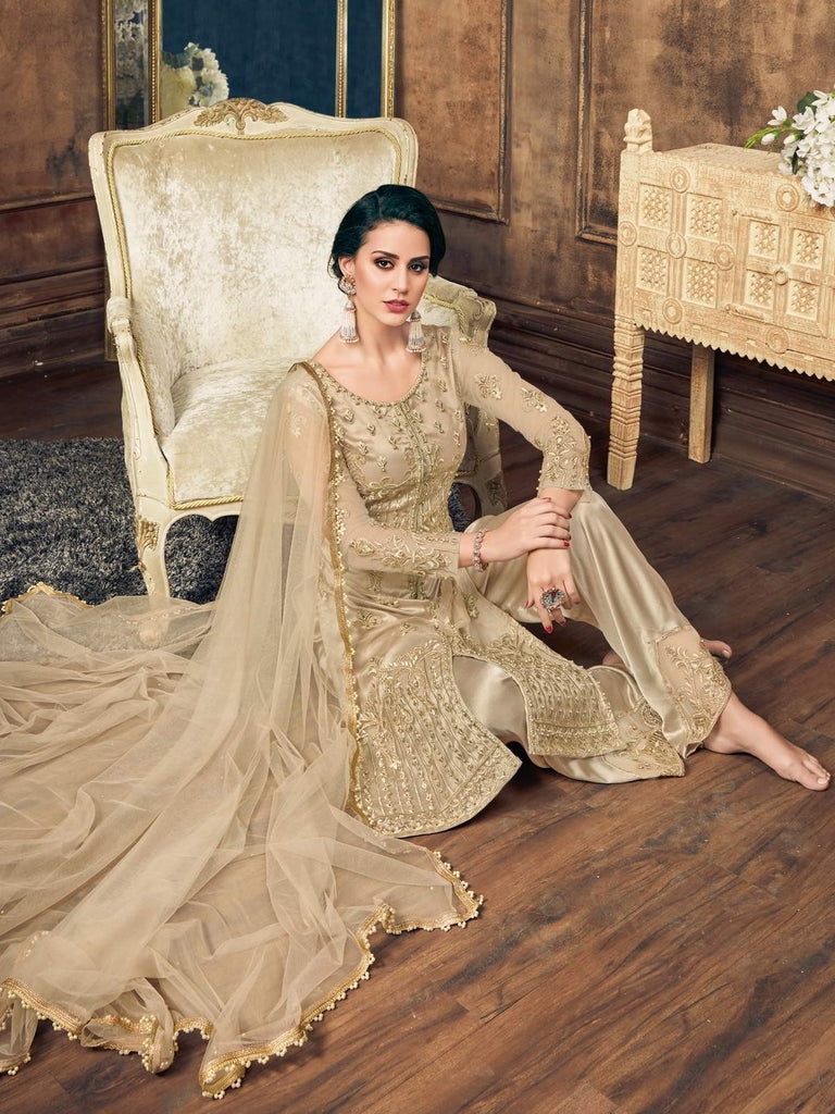 Golden Pearl Embellished Pakistani Pant Suit