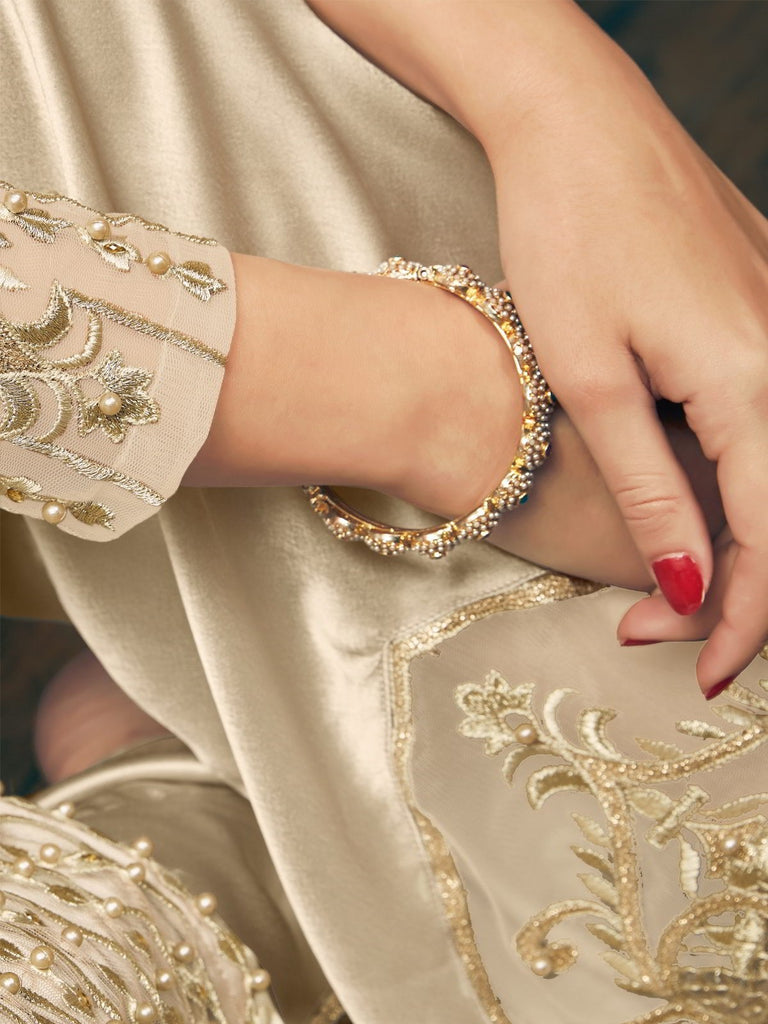 Golden Pearl Embellished Pakistani Pant Suit