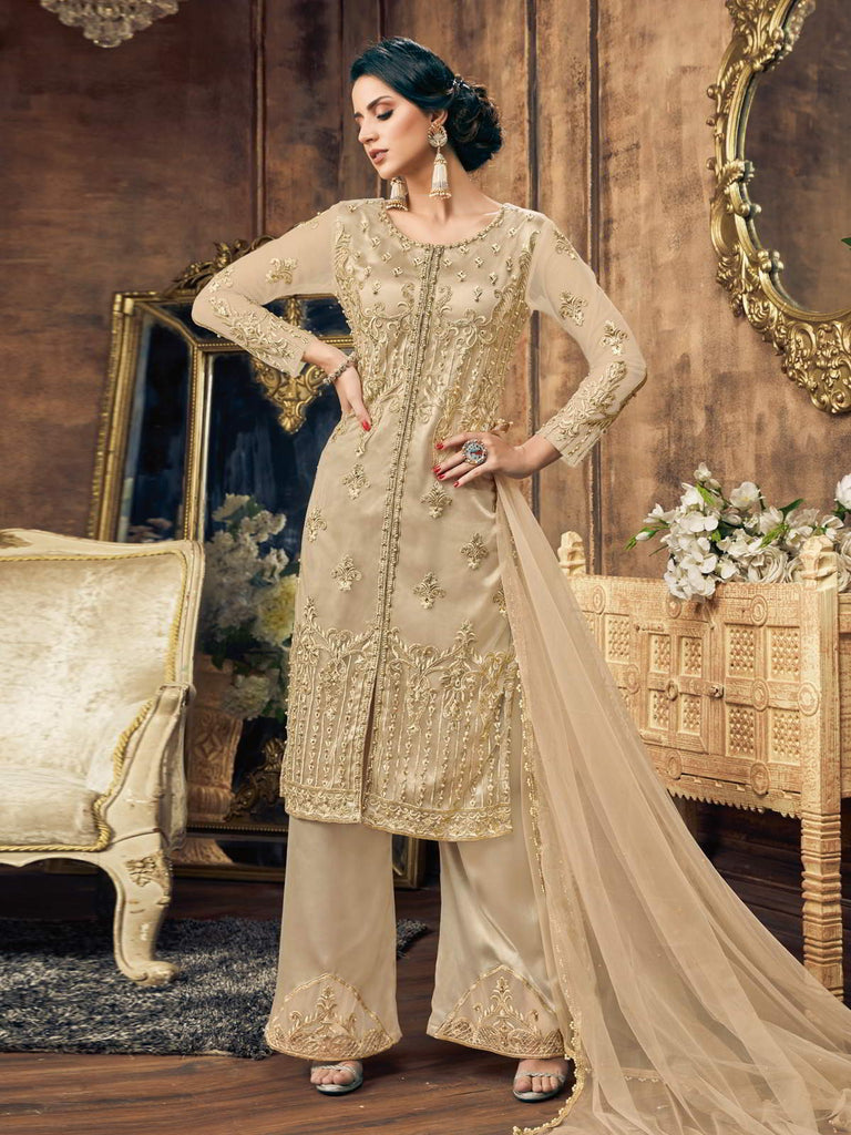 Golden Pearl Embellished Pakistani Pant Suit