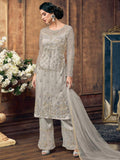 Grey Pearl Embellished Pakistani Pant Suit