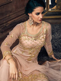 Light Peach Pearl Embellished Pakistani Pant Suit